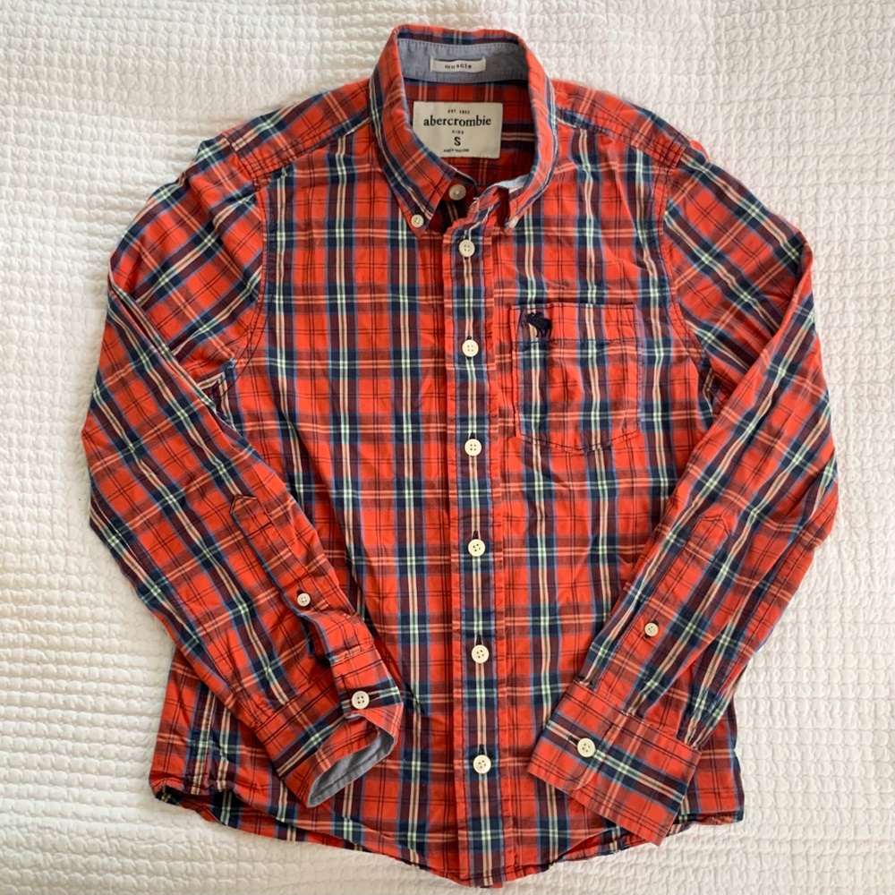 Abercrombie Kids plaid button down shirt boys S